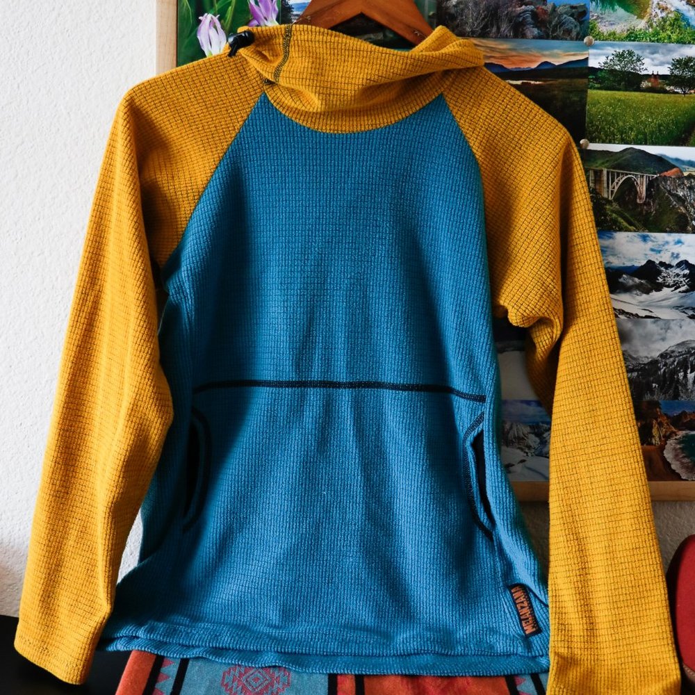Micro Grid Hoodie V2 in Teal and Yellow
